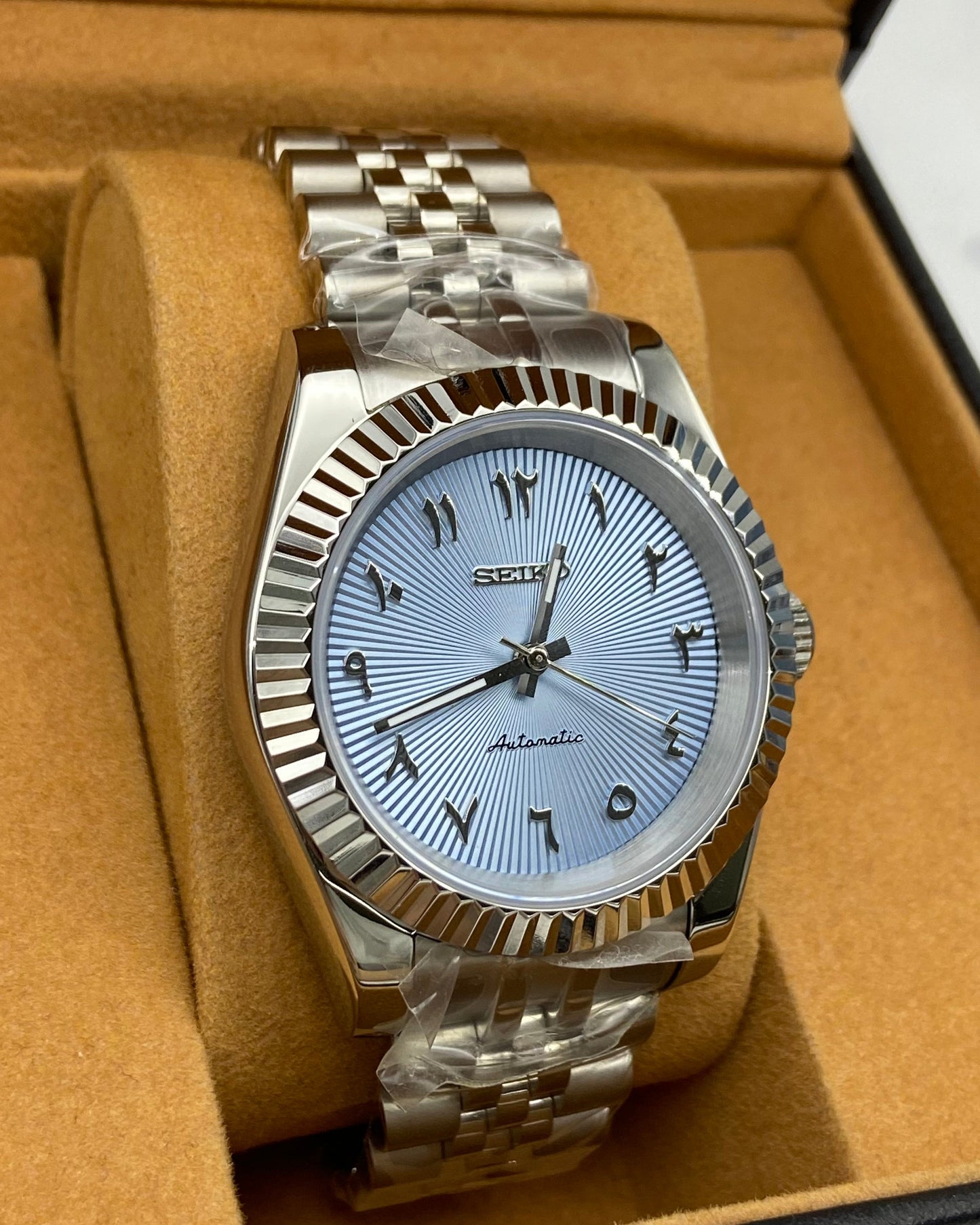 Seiko Mod Datejust – Gulf Blue Arabic Dial