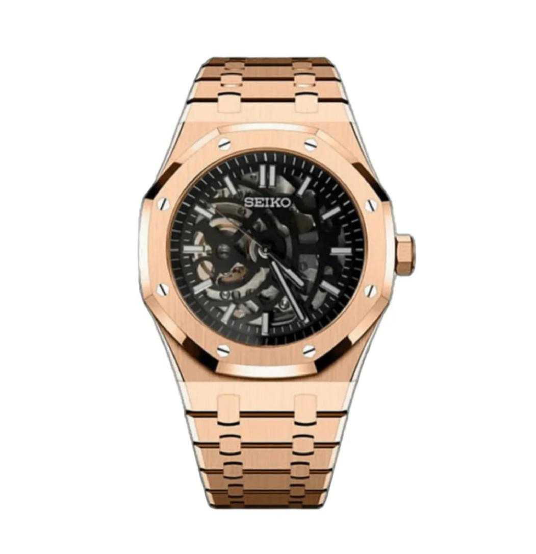 Seiko Mod Royal Oak Skeleton Rose Gold