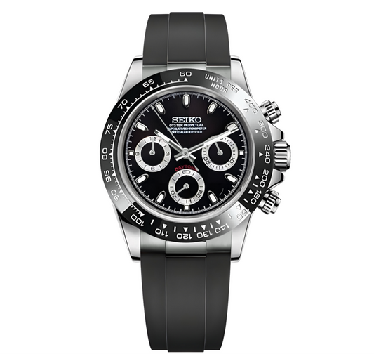Seiko Daytona Oyster Flex Midnight Black & Silver