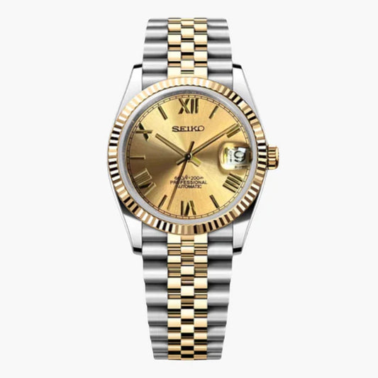 Seiko Mod Datejust – Champagne Gold Dial with Luxe Gold Bracelet