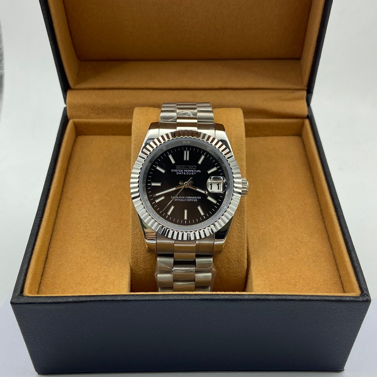 Seiko Mod Datejust – Obsidian Black Dial