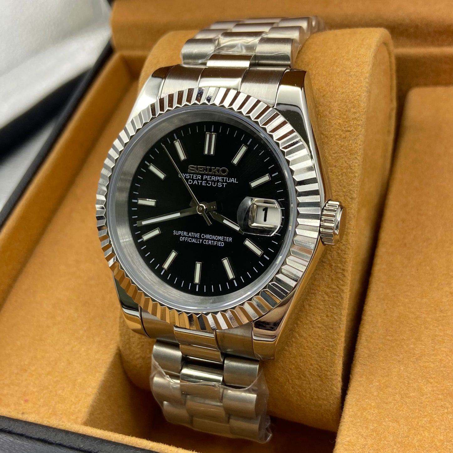 Seiko Mod Datejust – Obsidian Black Dial