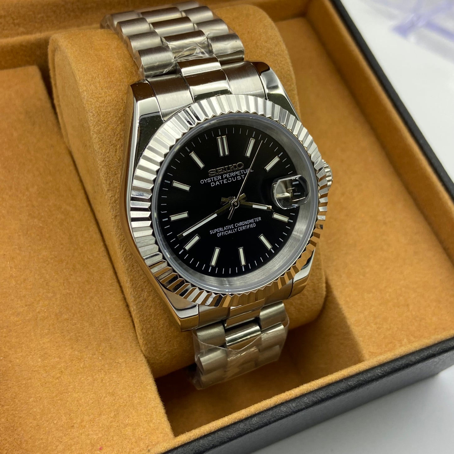 Seiko Mod Datejust – Obsidian Black Dial