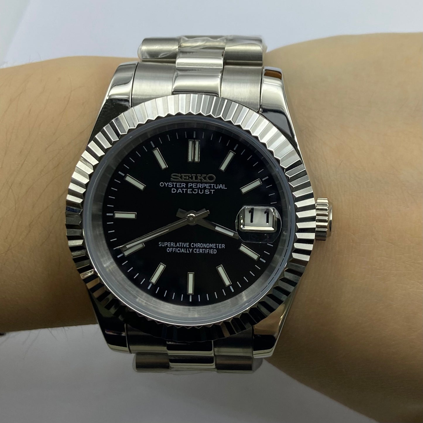 Seiko Mod Datejust – Obsidian Black Dial
