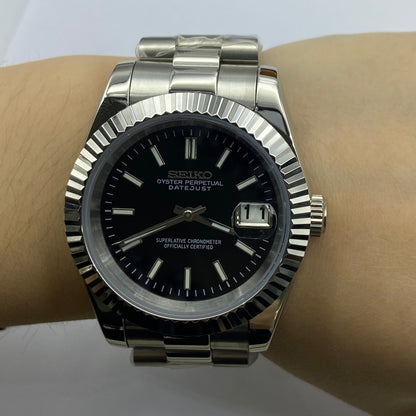 Seiko Mod Datejust – Obsidian Black Dial