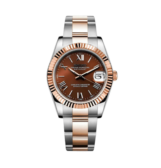 Seiko DateJust Mod Two Tone Rose Gold W/Chocolate Roman