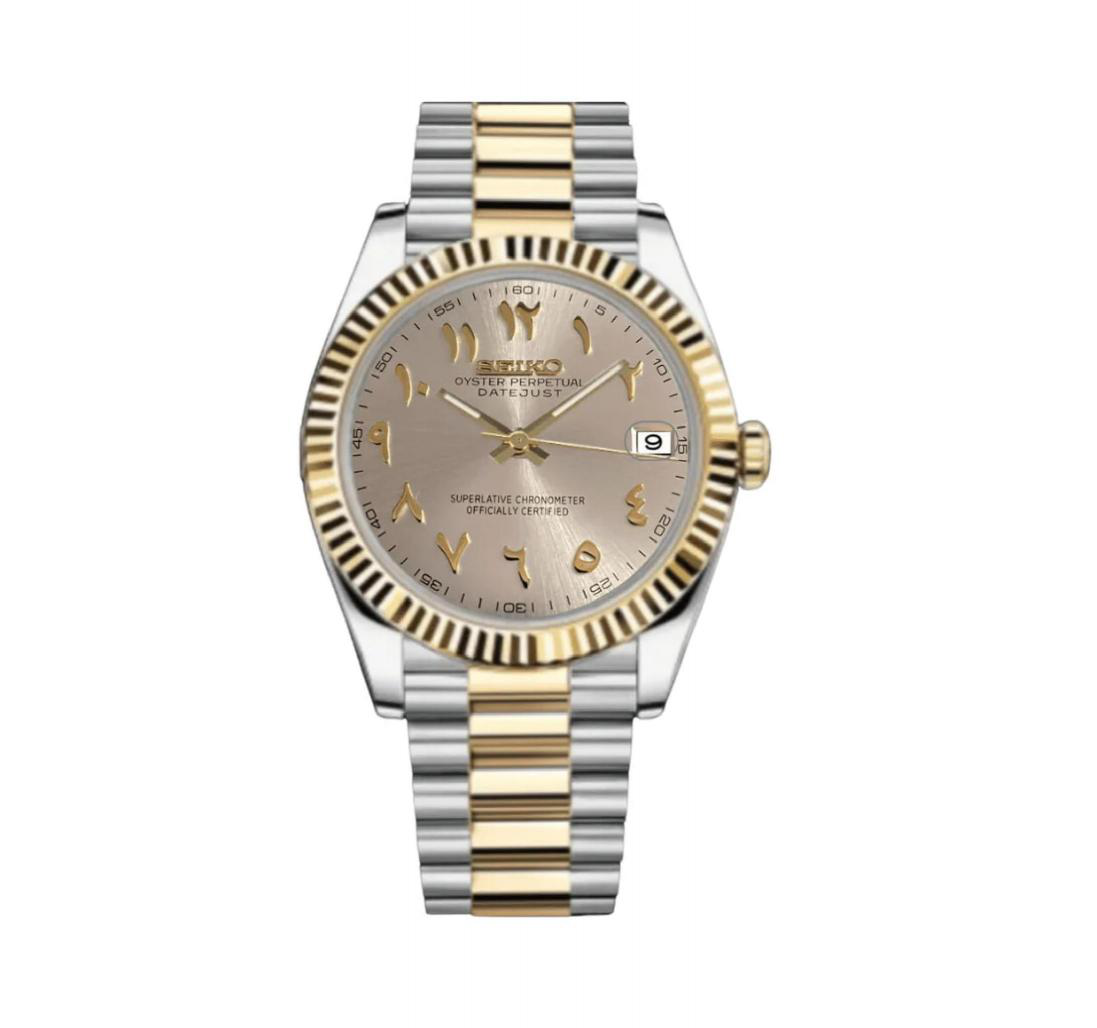 Seiko Mod Datejust Arabic Gold Two Tone
