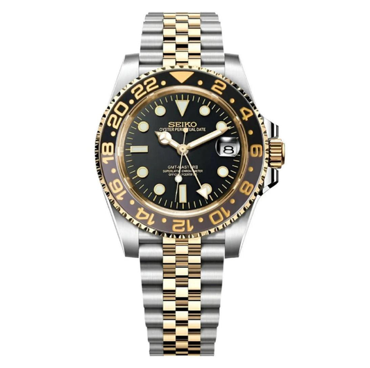 Seiko Mod GMT Two-tone Gold Black