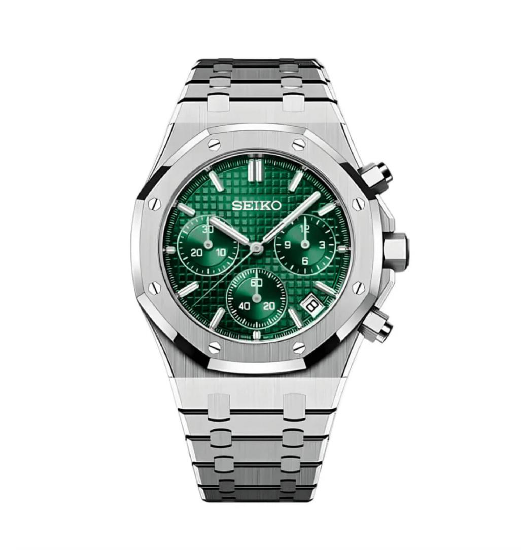 Seiko Mod Royal Oak Chronograph "Green" Watch
