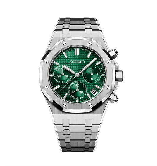Seiko Mod Royal Oak Chronograph "Green" Watch