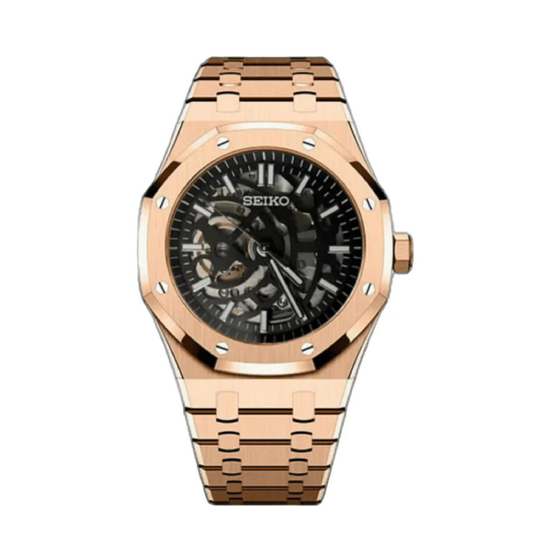 Seiko Mod Royal Oak Skeleton Rose Gold