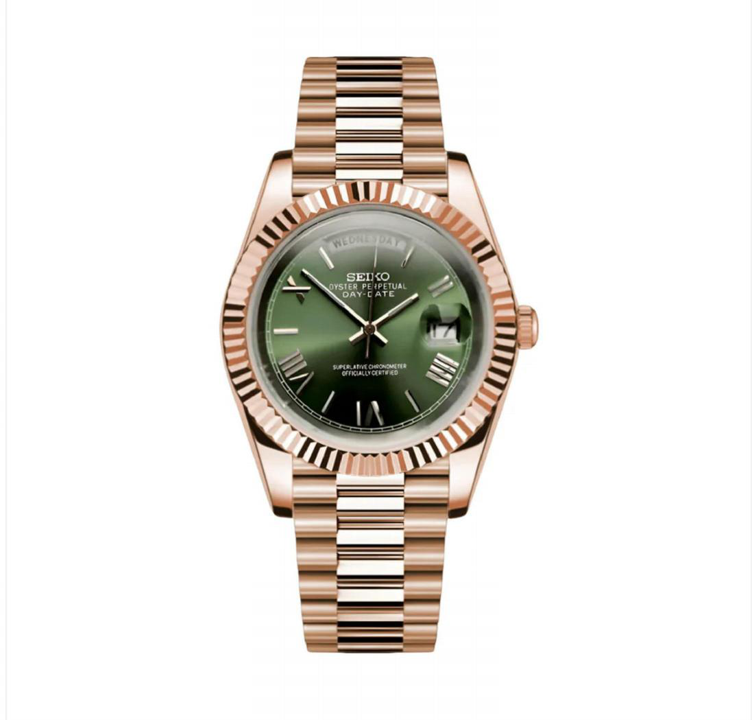 Seiko Mod Day-Date Green Rose Gold